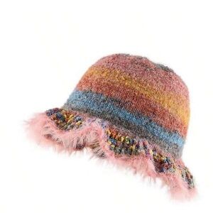 Handmade knit bucket hat multicolored soft, comfy, warm